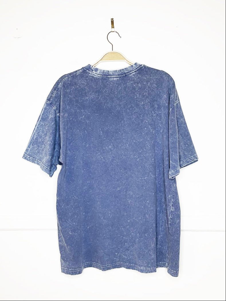 new york city spellout acid wash sporty prep tee | city fashions - good market thrift store