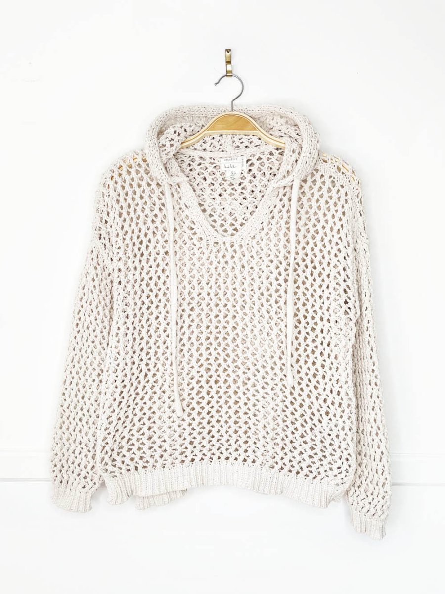 nicole miller atelier crochet chenille knit hoodie - good market thrift store