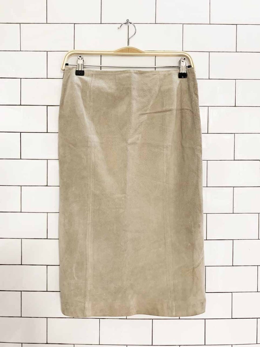 nijkenh riz suede knee length slit hem pencil skirt - good market thrift store