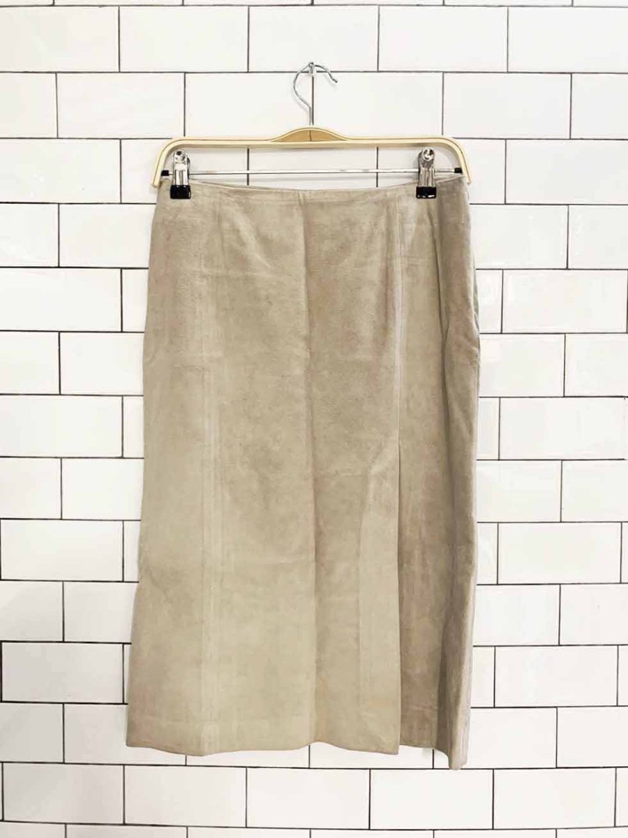 nijkenh riz suede knee length slit hem pencil skirt - good market thrift store