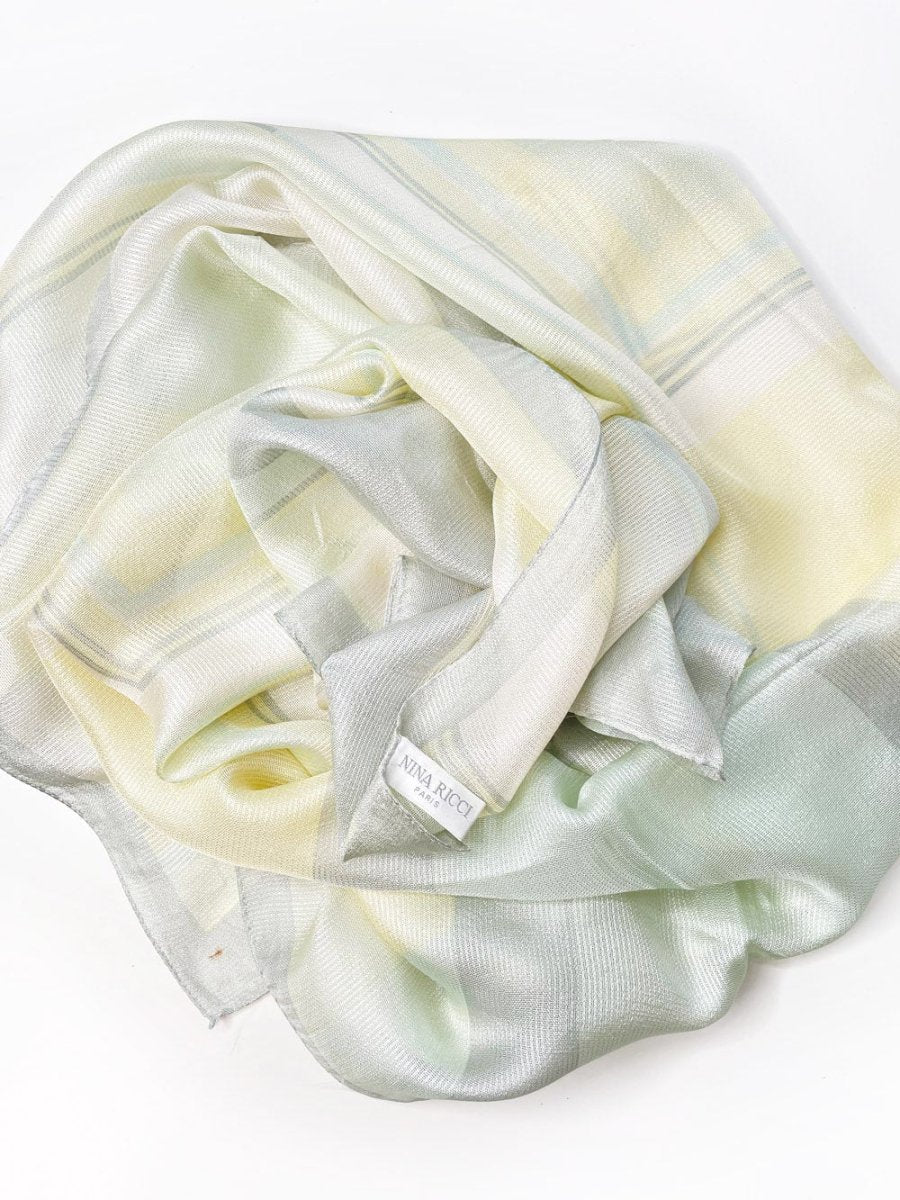 nina ricci paris 100% silk woven chiffon long scarf - good market thrift store