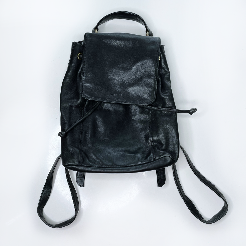 vintage 90s nine west black butter leather bucket backpack โ good market thrift store