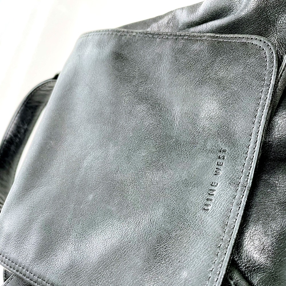 vintage 90s nine west black butter leather bucket backpack