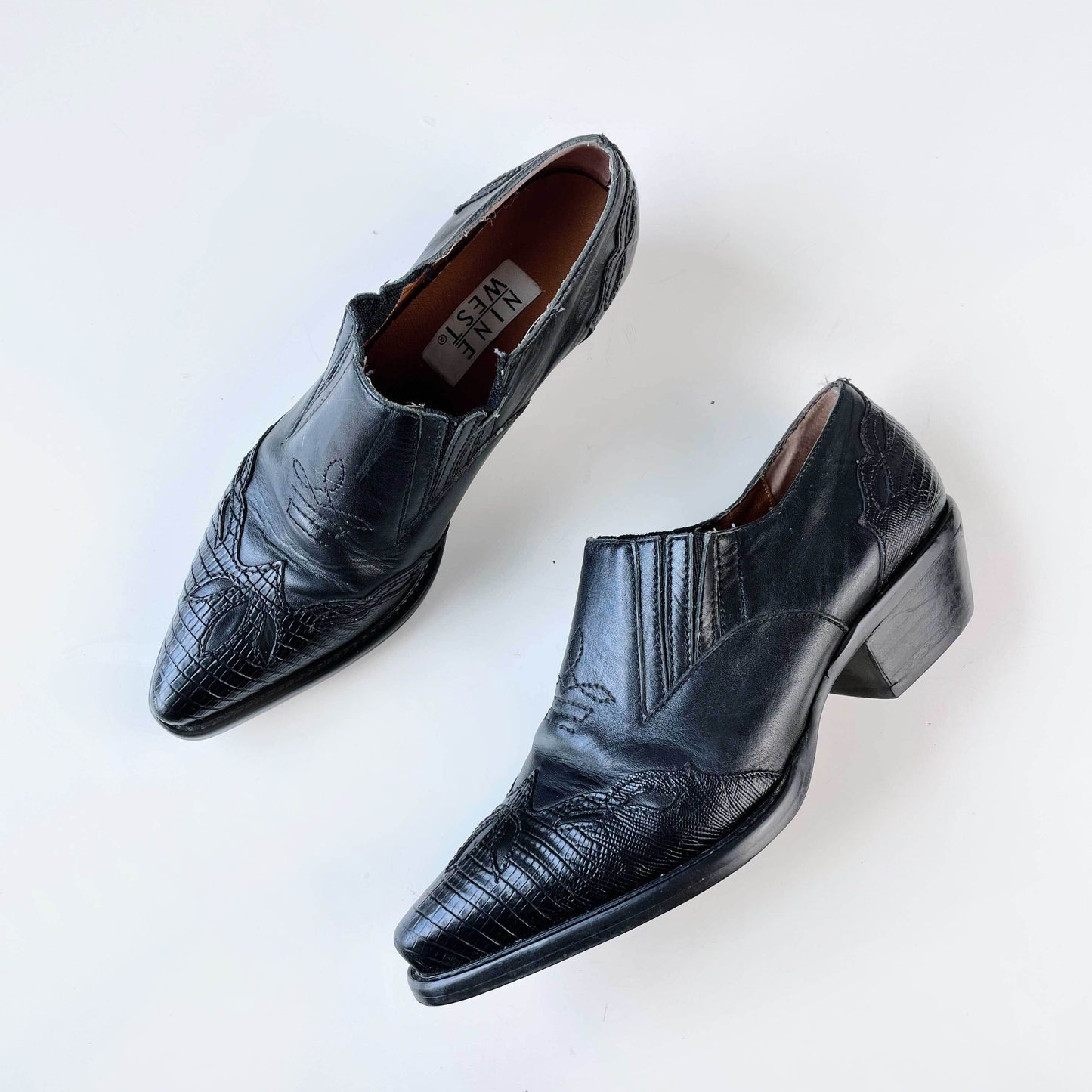 vintage nine west western leather ankle boot