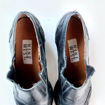 vintage nine west western leather ankle boot