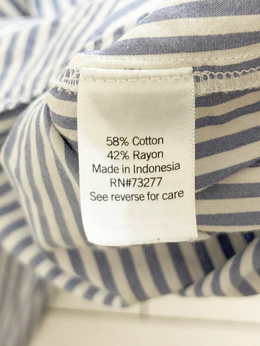 nine west loose - fit blue stripe menswear shirt - good market thrift store