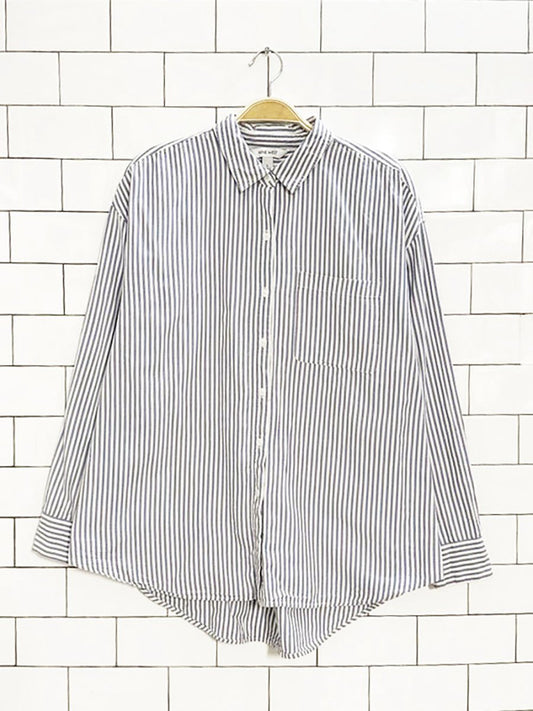 nine west loose - fit blue stripe menswear shirt - good market thrift store