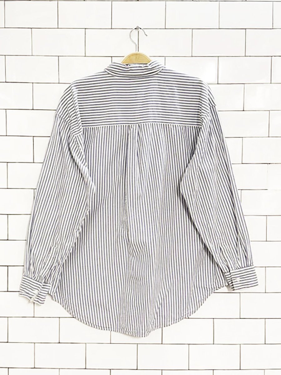 nine west loose - fit blue stripe menswear shirt - good market thrift store