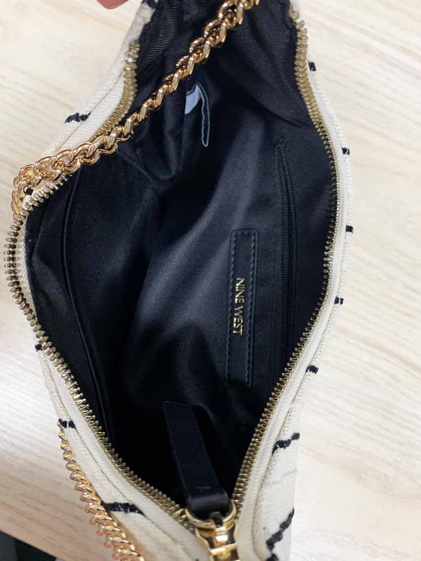 nine west woven baseball stripe chain strap shoulder bag - good market thrift store