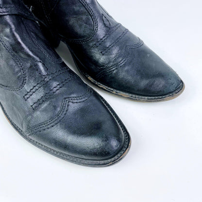 nero giardini black leather western boots - size 39