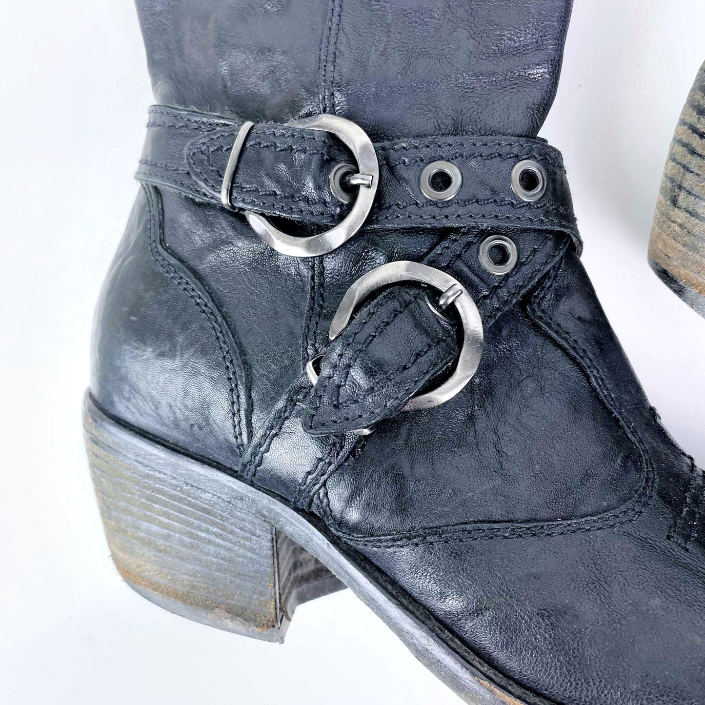 nero giardini black leather western boots - size 39