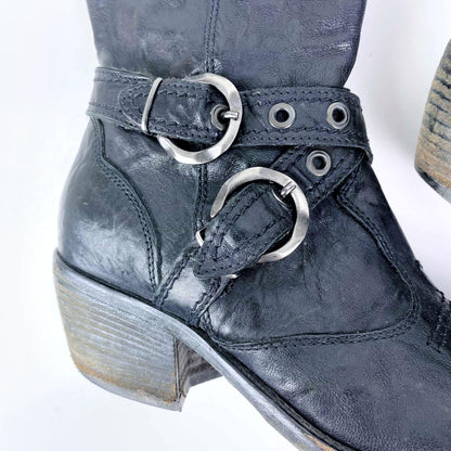 nero giardini black leather western boots - size 39