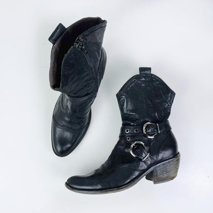 nero giardini black leather western boots - size 39
