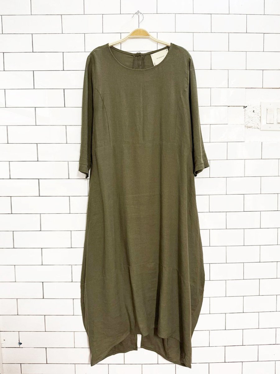 noir noir linen - blend button back balloon hem maxi dress | made in Italy - good market thrift store