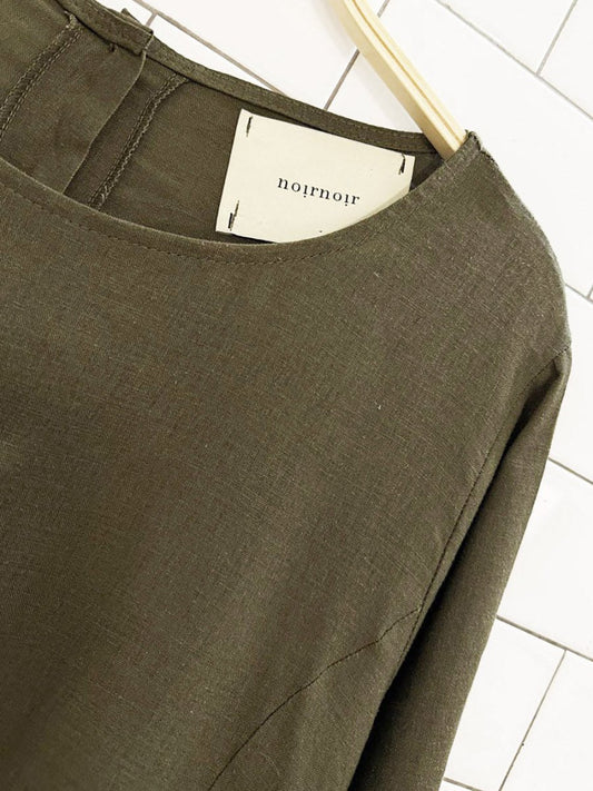 noir noir linen - blend button back balloon hem maxi dress | made in Italy - good market thrift store