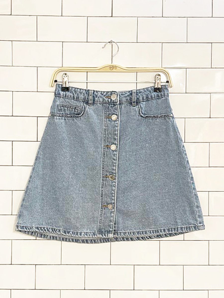 noisy may full button denim mini skirt - good market thrift store