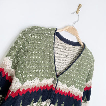 vintage moose + cabin scenery knit cardigan