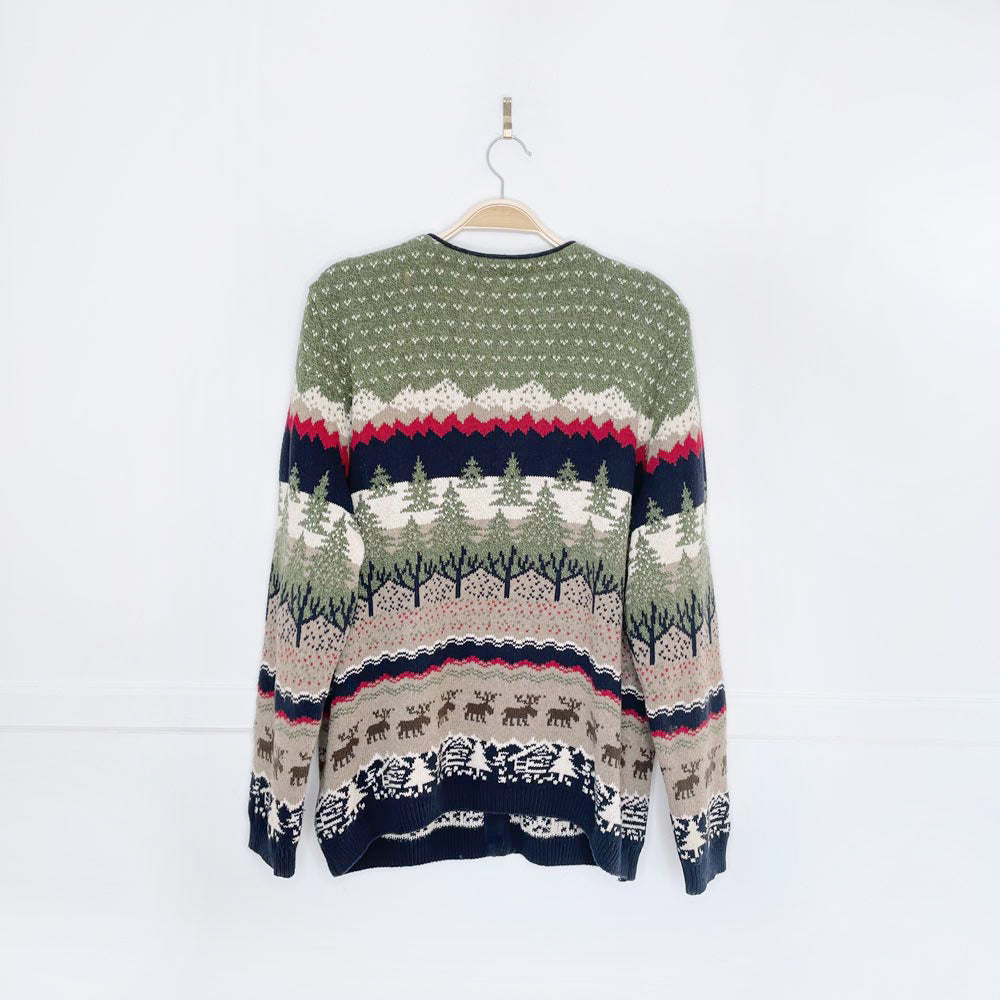 vintage moose + cabin scenery knit cardigan