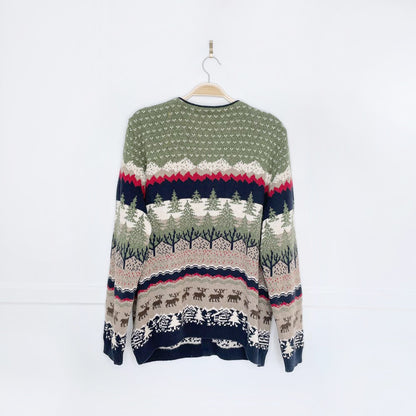 vintage moose + cabin scenery knit cardigan