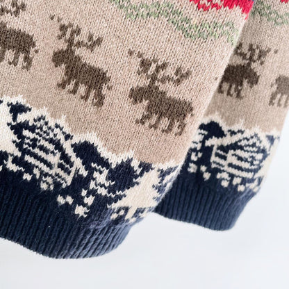 vintage moose + cabin scenery knit cardigan