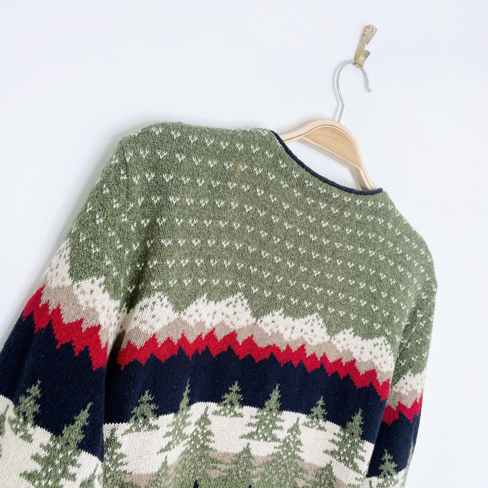 vintage moose + cabin scenery knit cardigan