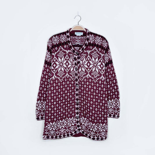 vintage amazanias hand knit nordic cardigan - size medium