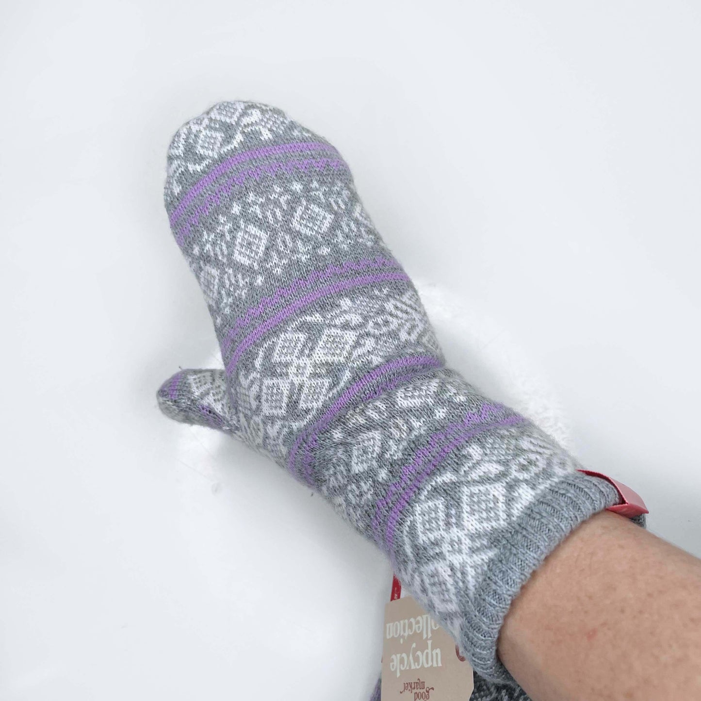 handmade nordic knit sweater mittens - one size