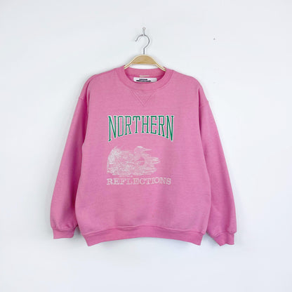 vintage 90s northern reflections pink loon logo crew