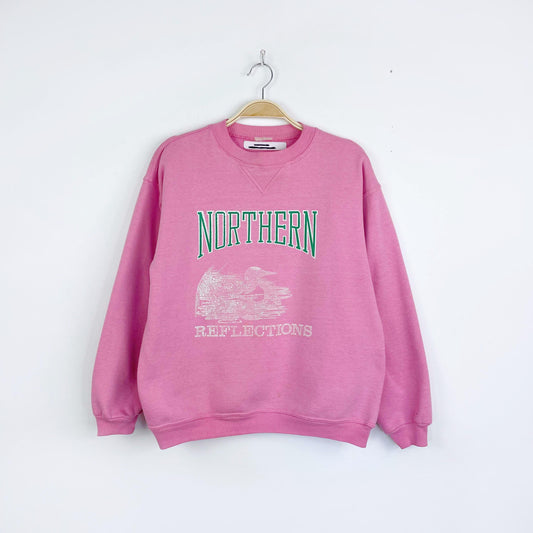 vintage 90s northern reflections pink loon logo crew