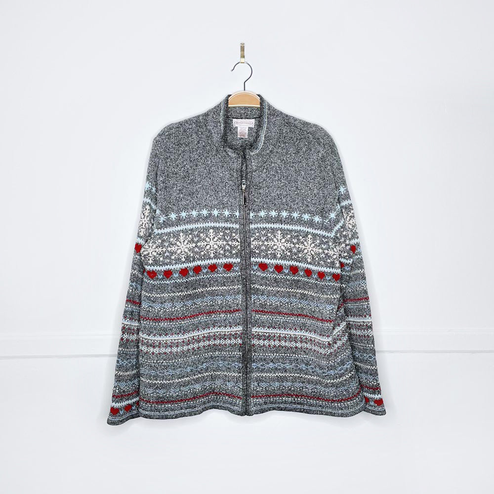 vintage NR snowflake + hearts knit cardigan
