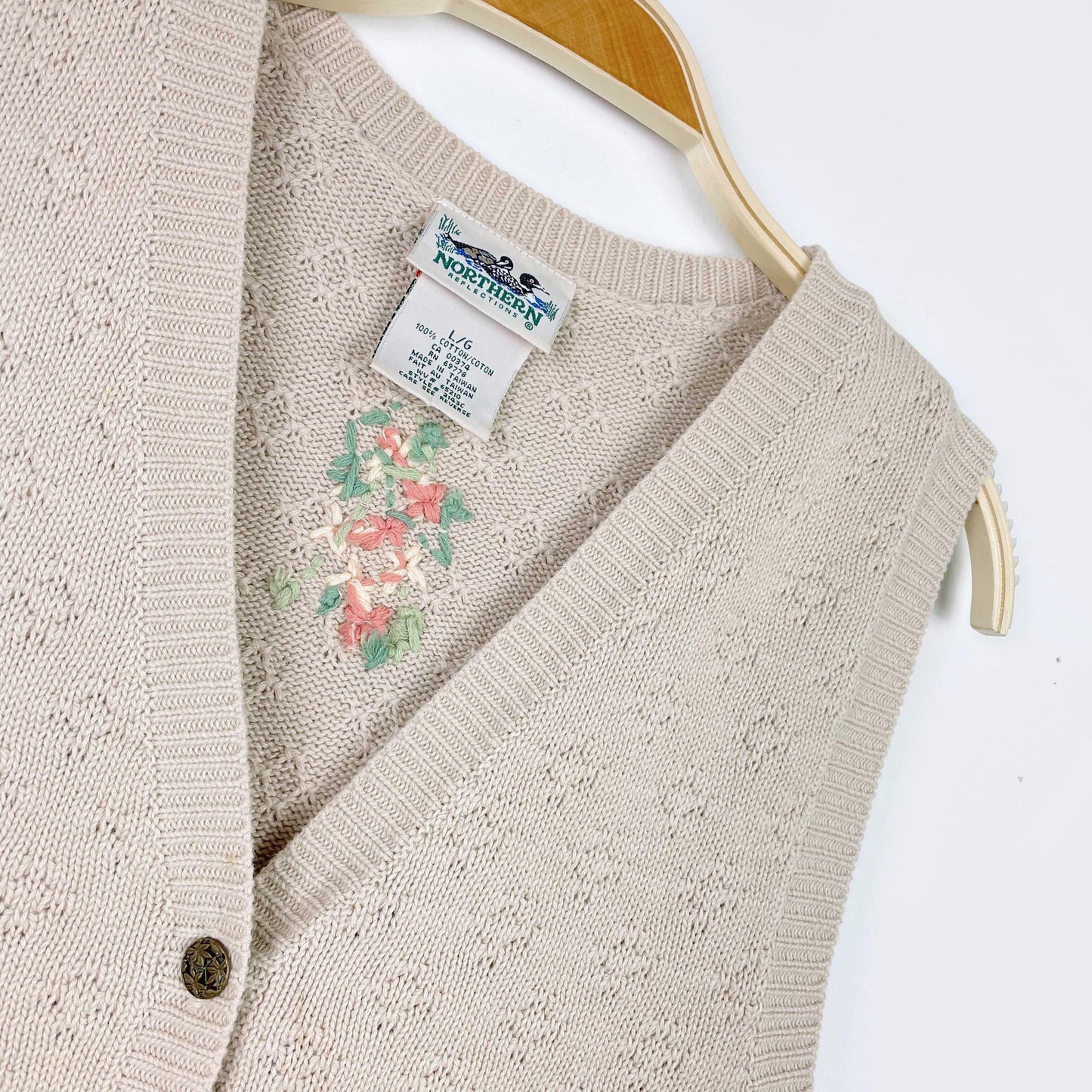 vintage 90s NR floral cottage knit vest