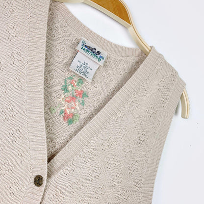 vintage 90s NR floral cottage knit vest