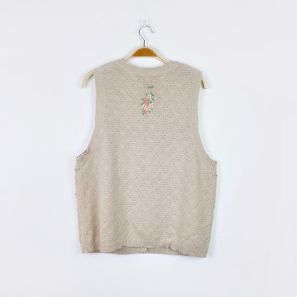 vintage 90s NR floral cottage knit vest