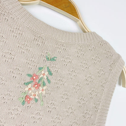 vintage 90s NR floral cottage knit vest