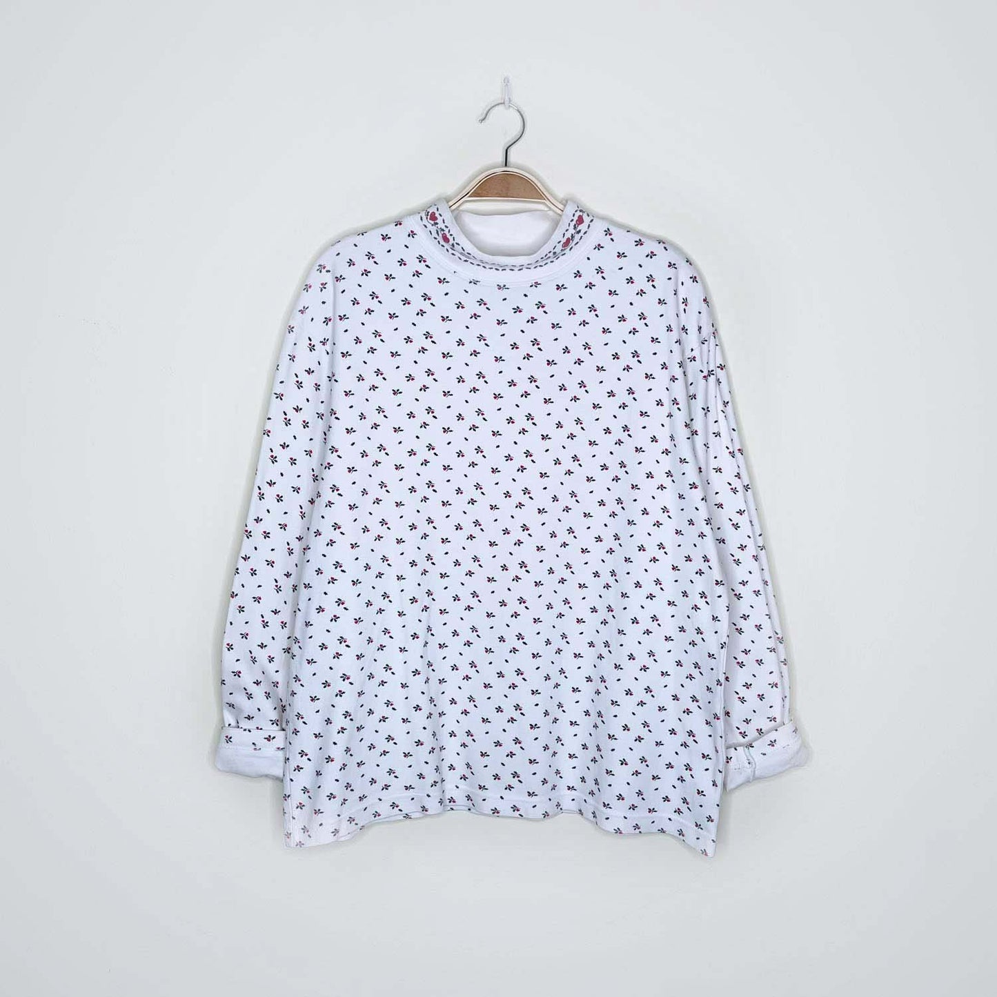 vintage 90s nr holiday ivy mock neck long sleeve - size large