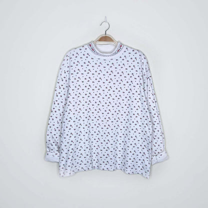 vintage 90s nr holiday ivy mock neck long sleeve - size large