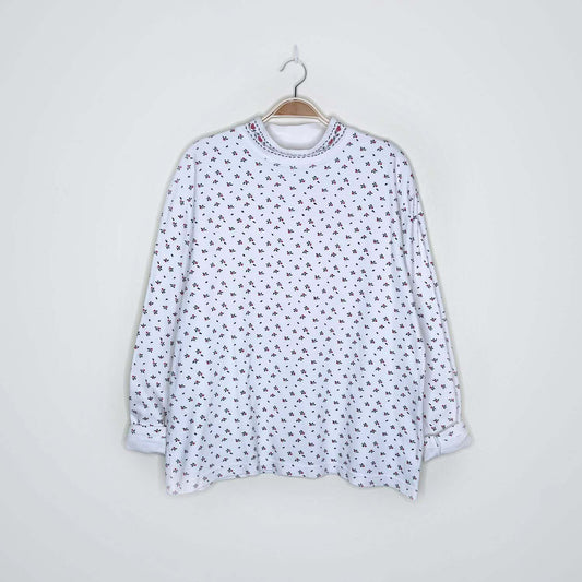 vintage 90s nr holiday ivy mock neck long sleeve - size large