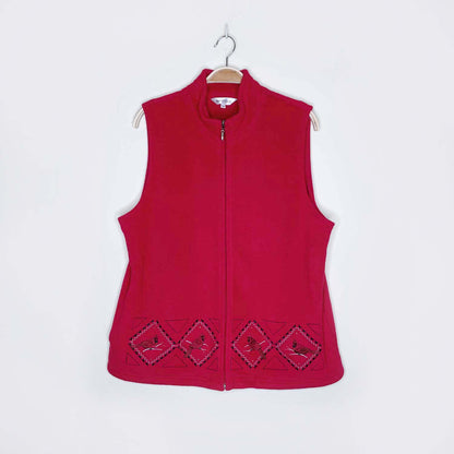 vintage nr red fleece winter cardinal vest