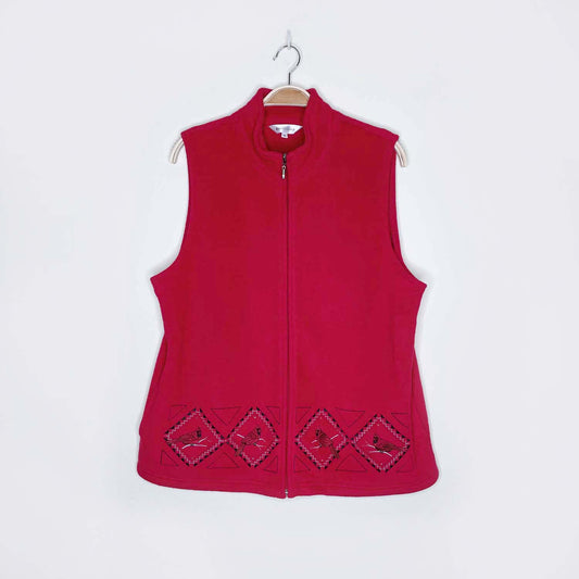 vintage nr red fleece winter cardinal vest - size xl