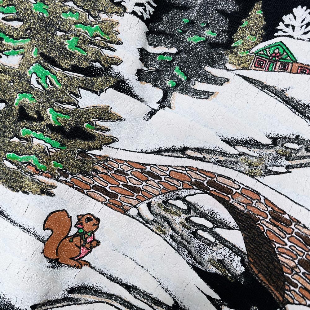 vintage nutcracker glitter santa scene graphic crew