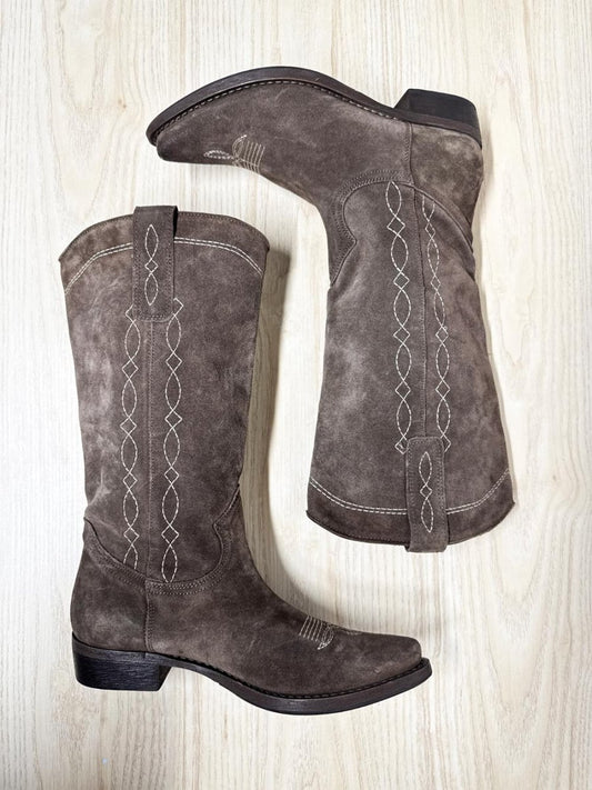 nwot alesya suede western stitch tall boots | cowboy | made in Italy - good market thrift store