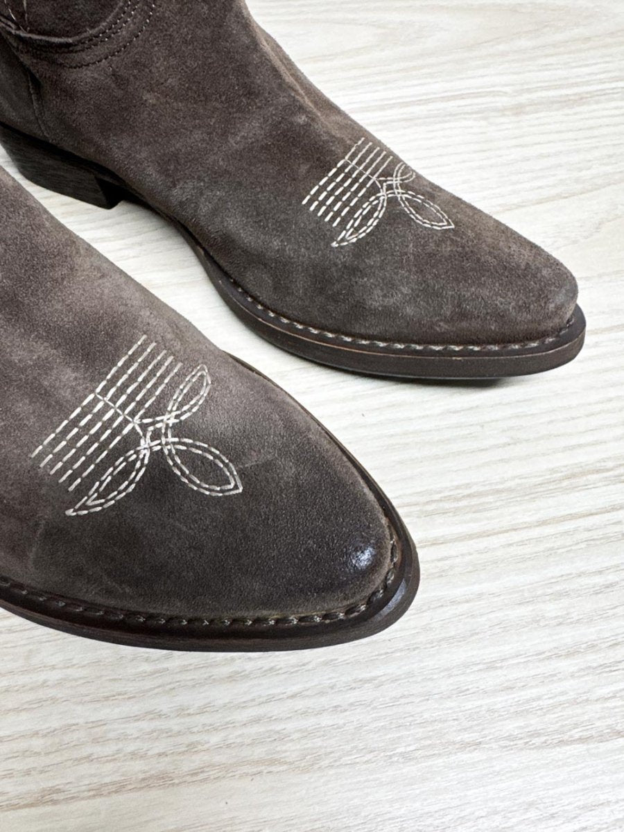 nwot alesya suede western stitch tall boots | cowboy | made in Italy - good market thrift store