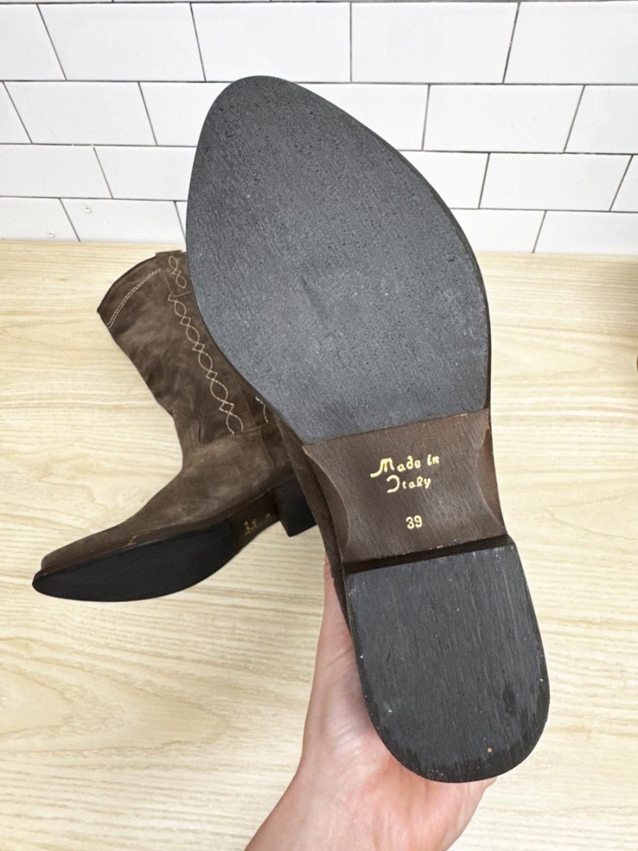 nwot alesya suede western stitch tall boots | cowboy | made in Italy - good market thrift store