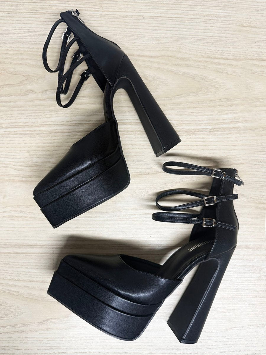 nwot sugerpunk platform three strap heels - good market thrift store