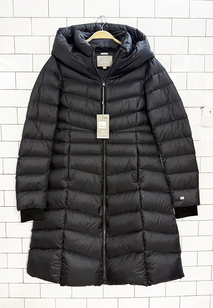 nwt 2024 soia & kyo lita fit & flare hooded down puffer coat - good market thrift store