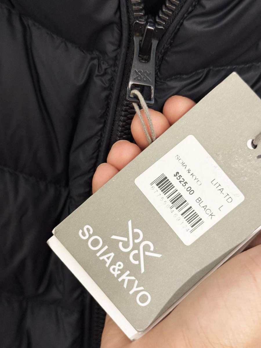 nwt 2024 soia & kyo lita fit & flare hooded down puffer coat - good market thrift store