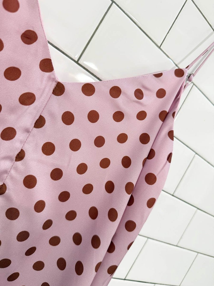 nwt aachaoe satin polka dot loose fit maxi slip dress - good market thrift store
