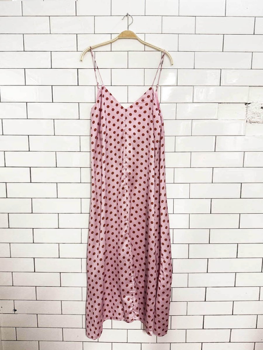 nwt aachaoe satin polka dot loose fit maxi slip dress - good market thrift store