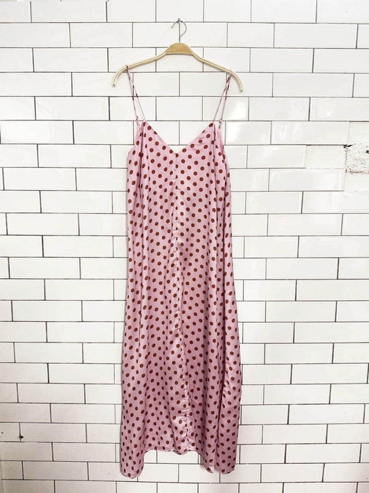 nwt aachaoe satin polka dot loose fit maxi slip dress - good market thrift store