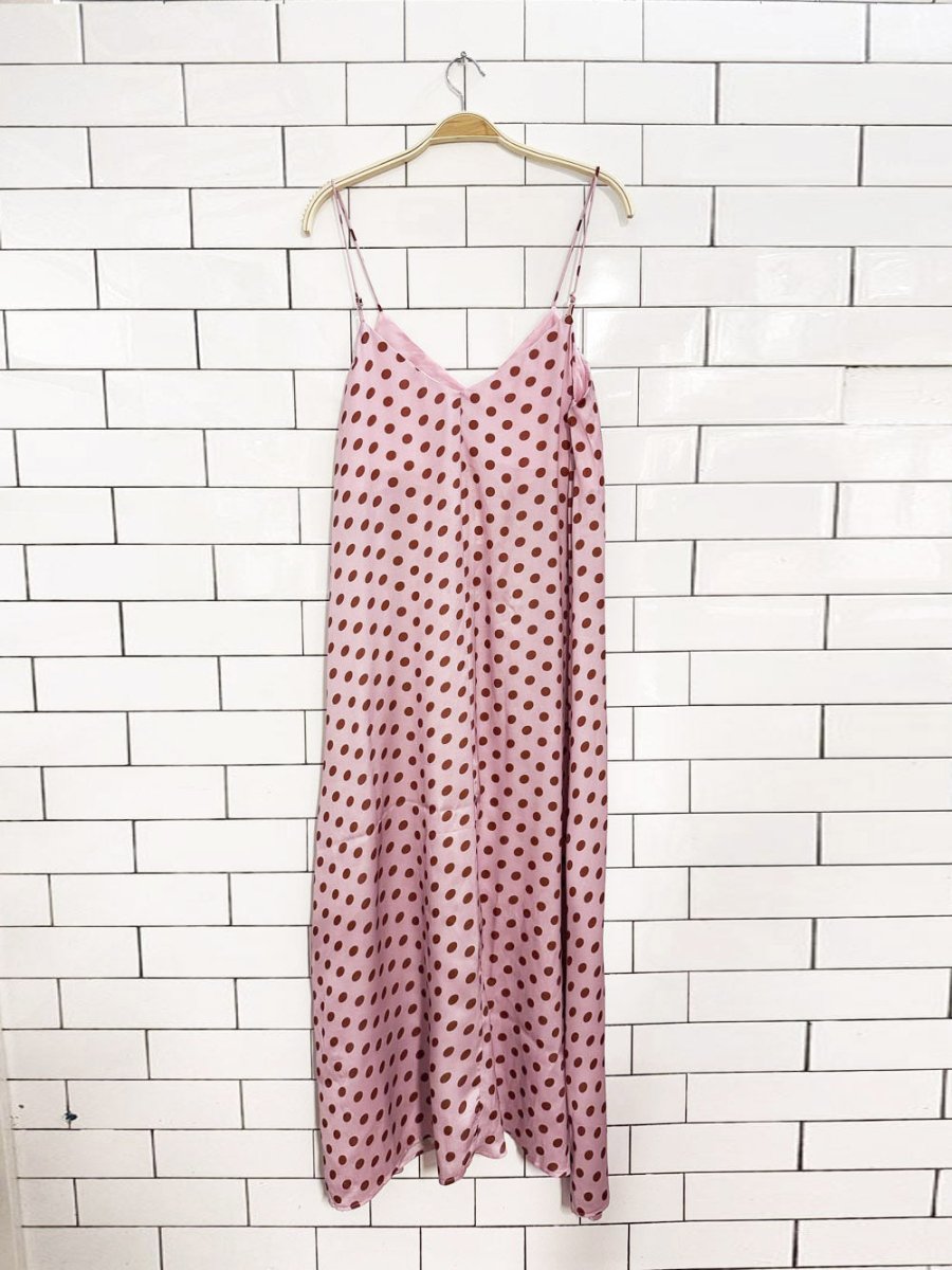 nwt aachaoe satin polka dot loose fit maxi slip dress - good market thrift store